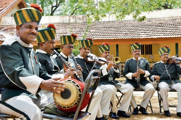 The Royal Carnatic Orchestra at the Mounted Police Ground, Mysuru. Photo: Anurag Basavaraj/Mint