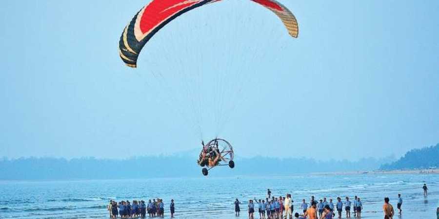 A paramotor in action on the inaugural day of Karavali Utsav | D hemanth