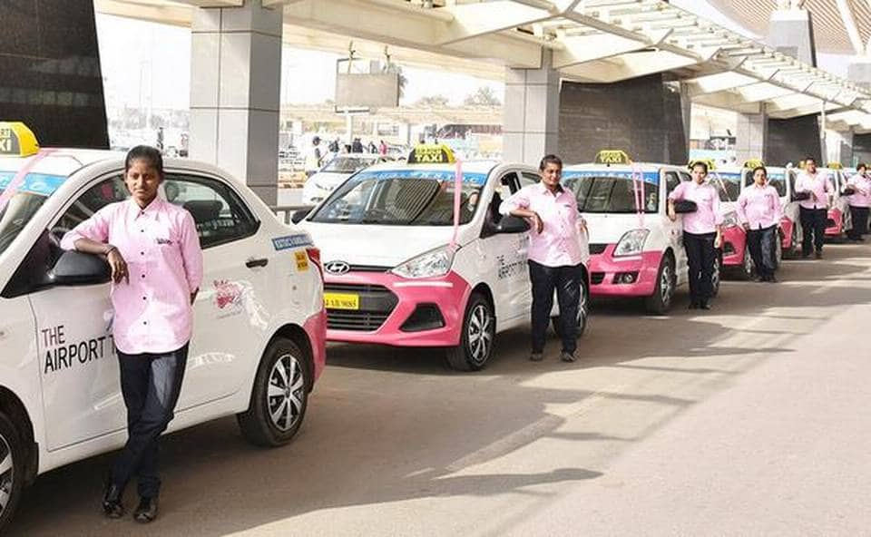 The new cabs, with women drivers in pink uniforms, are aimed at strengthening the safety of women passengers. 